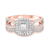 Photo of Shamir 1 Carat T.W. Diamond Princess Solitaire Bridal Set 10K Rose Gold [BR202R-P023]