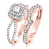 Photo of Shamir 1 Carat T.W. Diamond Princess Solitaire Bridal Set 10K Rose Gold [BR202R-P023]