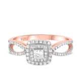 Photo of Shamir 1 Carat T.W. Diamond Princess Solitaire Bridal Set 10K Rose Gold [BT202RE-P023]