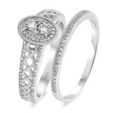 Photo of Zoey 1/2 CT. T.W. Diamond Oval Cluster Bridal Set 10K White Gold [BR208W-C000]