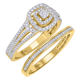 Photo of Declan 3/4 CT. T.W. Diamond Princess Cluster Bridal Set 14K Yellow Gold [BR482Y-C000]