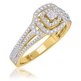Photo of Declan 3/4 CT. T.W. Diamond Princess Cluster Bridal Set 14K Yellow Gold [BT482YE-C000]