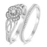 Photo of Dolley 3/8 CT. T.W. Diamond Fancy Cluster Bridal Set 14K White Gold [BR205W-C000]