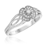 Photo of Dolley 3/8 CT. T.W. Diamond Fancy Cluster Bridal Set 14K White Gold [BT205WE-C000]
