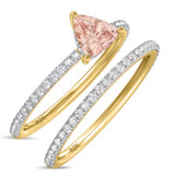 Photo of Fawn 1 3/8 Carat T.W. Morganite and Diamond Matching Bridal Ring Set 14K Yellow Gold [BR5048Y-C000]