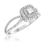Photo of Shamir 1 Carat T.W. Diamond Princess Solitaire Bridal Set 14K White Gold [BT202WE-P023]