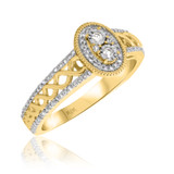 Photo of Zoey 1/2 CT. T.W. Diamond Oval Cluster Bridal Set 14K Yellow Gold [BT208YE-C000]