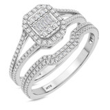 Photo of Clarie 3/4 CT. T.W. Diamond Fancy Cluster Bridal Set 14K White Gold [BR479W-C000]