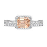 Photo of Madden 2 5/8 CT. T.W. Morganite and Diamond Matching Bridal Ring Set 14K White Gold [BR5049W-C000]