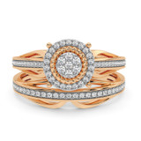 Photo of Eames 3/8 CT. T.W. Diamond Round Cluster Bridal Set 14K Rose Gold [BR209R-C000]
