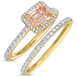 Photo of Madden 2 5/8 CT. T.W. Morganite and Diamond Matching Bridal Ring Set 14K Yellow Gold [BR5049Y-C000]