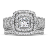 Photo of Zenevieva 2 ct tw. Lab Grown Diamond Princess Solitaire Bridal Set 950 Platinum [BR5890P-K090]