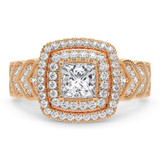 Photo of Zenevieva 2 ct tw. Lab Grown Diamond Princess Solitaire Bridal Set 14K Rose Gold [BT5890RE-K090]