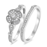 Photo of Hurst 3/8 CT. T.W. Diamond Fancy Cluster Bridal Set 10K White Gold [BR203W-C000]