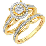 Photo of Eames 3/8 CT. T.W. Diamond Round Cluster Bridal Set 10K Yellow Gold [BR209Y-C000]