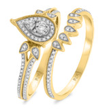 Photo of Edith 3/8 CT. T.W. Diamond Pear Cluster Bridal Set 10K Yellow Gold [BR206Y-C000]