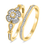 Photo of Hurst 3/8 CT. T.W. Diamond Fancy Cluster Bridal Set 10K Yellow Gold [BR203Y-C000]