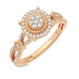 Photo of Gage 1/2 CT. T.W. Diamond Round Cluster Bridal Set 10K Rose Gold [BT207RE-C000]