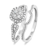 Photo of Morgan 3/4 CT. T.W. Diamond Cushion Cluster Bridal Set 10K White Gold [BR431W-C000]