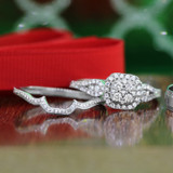 Photo of Morgan 3/4 CT. T.W. Diamond Cushion Cluster Bridal Set 10K White Gold [BR431W-C000]