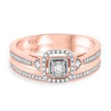 Photo of Ida 1/3 CT. T.W. Diamond Princess Cluster Bridal Set 10K Rose Gold [BR204R-C000]