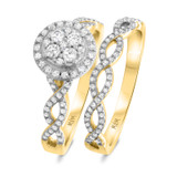 Photo of Angelina 7/8 CT. T.W. Diamond Round Cluster Bridal Set 14K Yellow Gold [BR434Y-C000]