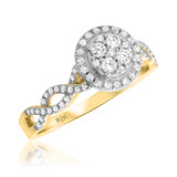 Photo of Angelina 7/8 CT. T.W. Diamond Round Cluster Bridal Set 14K Yellow Gold [BT434YE-C000]