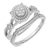 Photo of Gage 1/2 CT. T.W. Diamond Round Cluster Bridal Set 10K White Gold [BR207W-C000]