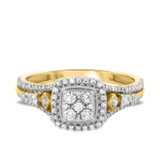 Photo of Dashiell 3/4 ct tw. Diamond Cushion Cluster Engagement Ring 14K Yellow Gold [BT201YE-C000]