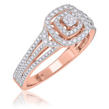 Photo of Declan 2/3 ct tw. Diamond Princess Cluster Engagement Ring 10K Rose Gold [BT482RE-C000]