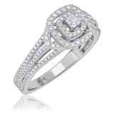 Photo of Declan 2/3 ct tw. Diamond Princess Cluster Engagement Ring 10K White Gold [BT482WE-C000]