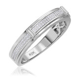 Photo of Declan 1/5 cttw Mens Diamond Wedding Band 10K White Gold [BT482WM]