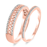 Photo of Zoey 3/8 ct tw. Diamond Wedding Band Set 14K Rose Gold [WB208R]