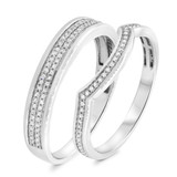 Photo of Charlie 1/2 ct tw. Diamond Wedding Band Set 14K White Gold [WB484W]