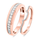 Photo of Morgan 1/2 ct tw. Diamond Wedding Band Set 14K Rose Gold [WB431R]