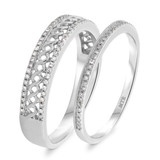 Photo of Zoey 3/8 ct tw. Diamond Wedding Band Set 14K White Gold [WB208W]