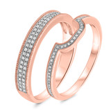 Photo of Poppy 3/8 ct tw. Diamond Wedding Band Set 10K Rose Gold [WB494R]