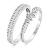 Photo of Edith 1/2 ct tw. Diamond Wedding Band Set 10K White Gold [WB206W]