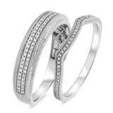 Photo of Opheila 1/2 ct tw. Diamond Wedding Band Set 14K White Gold [WB475W]