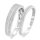 Photo of Elise 3/8 ct tw. Diamond Wedding Band Set 10K White Gold [WB481W]
