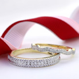 Photo of Ellen 1 1/3 ct tw. Diamond Wedding Band Set 10K White Gold [WB478W]