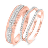 Photo of Violet 7/8 ct tw. Diamond Wedding Band Set 14K Rose Gold [WB474R]