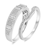 Photo of Elijah 1/2 ct tw. Diamond Wedding Band Set 14K White Gold [WB485W]