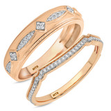 Photo of Gage 3/8 ct tw. Diamond Wedding Band Set 14K Rose Gold [WB207R]