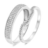 Photo of Kai 3/4 cttw His and Hers Matching Wedding Band Set 10K White Gold [WB483W]