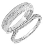 Photo of Gage 3/8 ct tw. Diamond Wedding Band Set 10K White Gold [WB207W]