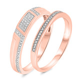 Photo of Tessa 1/4 cttw His and Hers Matching Wedding Band Set 14K Rose Gold [WB496R]