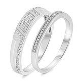 Photo of Tessa 1/4 ct tw. Diamond Wedding Band Set 10K White Gold [WB496W]