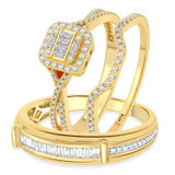 Photo of Margot 1 ct tw. Diamond Fancy Cluster Trio Set 14K Yellow Gold [BT493Y-C000]