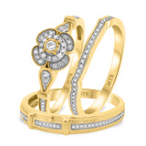 Photo of Hurst 1/2 ct tw. Diamond Fancy Cluster Trio Set 10K Yellow Gold [BT203Y-C000]